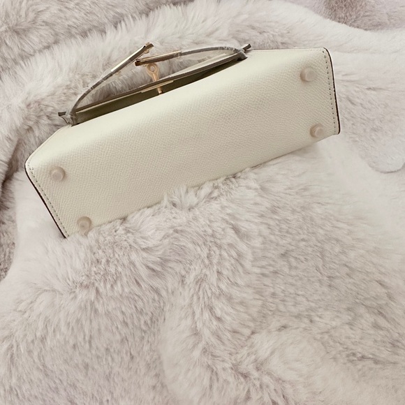 Classic Top Handle Mini Epsom Bag with Gold Hardware in White Cream color - Picture 4 of 8